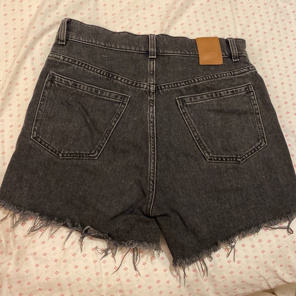 & Other Stories Black High Waisted Frayed Hem Denim Shorts - Picture 3 of 3